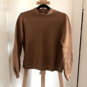 Sézane Sweatshirt Burnt Umber with Puff Sleeves